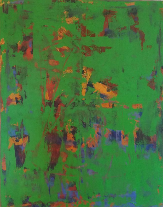 INTO THE GREEN. Acrylic on canvas/ 80x100cm/ 2018