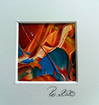 L'OISEAU BLEU. Acrylic on paper, 6x6cm, framed 17x17cm (SOLD)